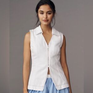 Aligne white Whim Collared Zip-Front Denim Vest
